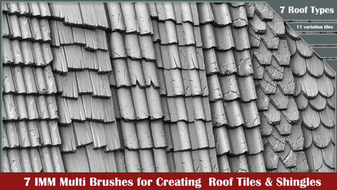 7  IMM brushes for creating roof tiles & shingles