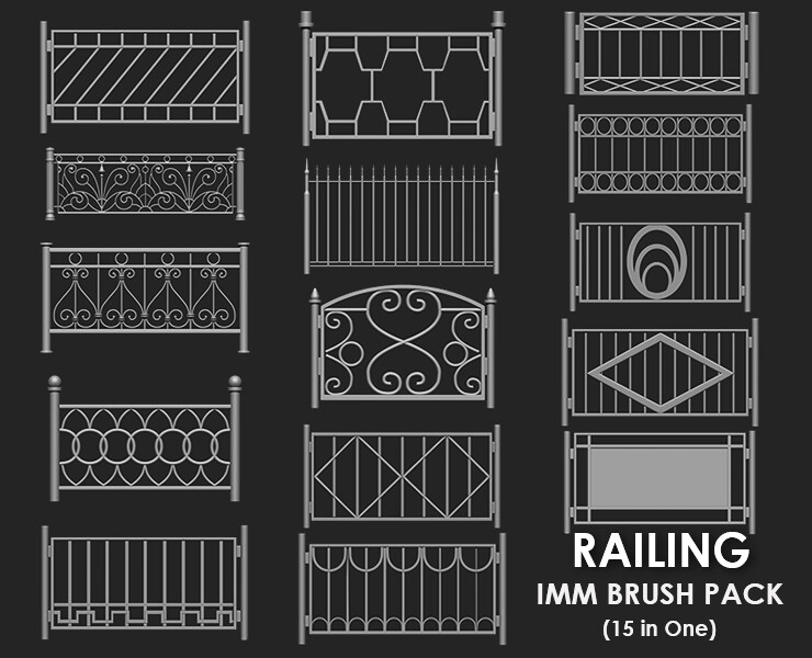 ArtStation - Railing IMM Brush Pack (15 in One) | Brushes