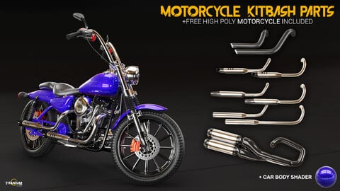 Hard surface Motorcycle KitBash parts