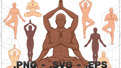 Vector Design Of Men Doing Yoga