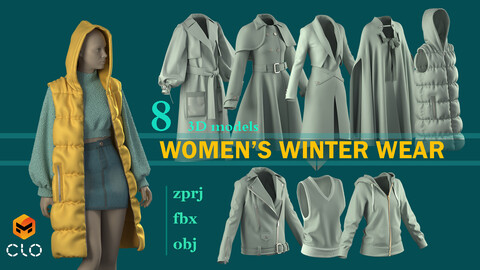 women's winter wear . CLO3D, MD PROJECT+FBX+OBJ