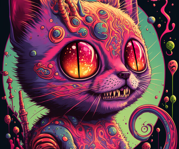 ArtStation - Cats Are Liquid - Red Menace / Psychedelic Pet Artwork ...