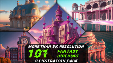 101 Fantasy Building Illustration Pack (More Than 8K Resolution) - Vol 3