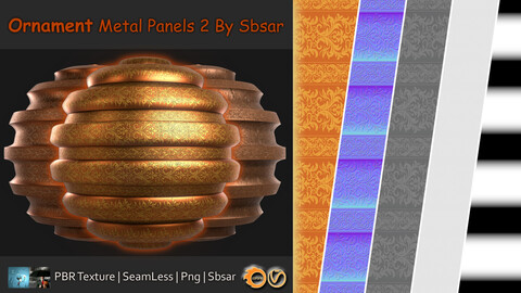 DH Materials 6 Ornament Metal Panel 2 By Sbsar | seamless | Pbr
