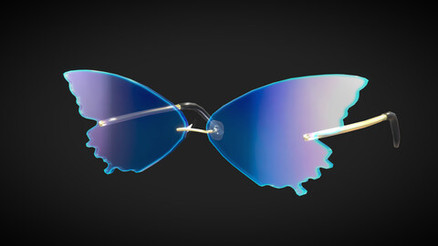 Butterfly Sunglasses / Neon Sunglasses - low poly 3D model