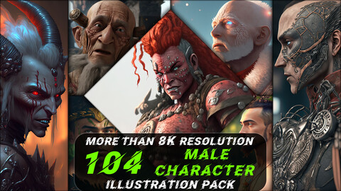 104 Male Character Illustration Pack (More Than 8K Resolution) - Vol 3
