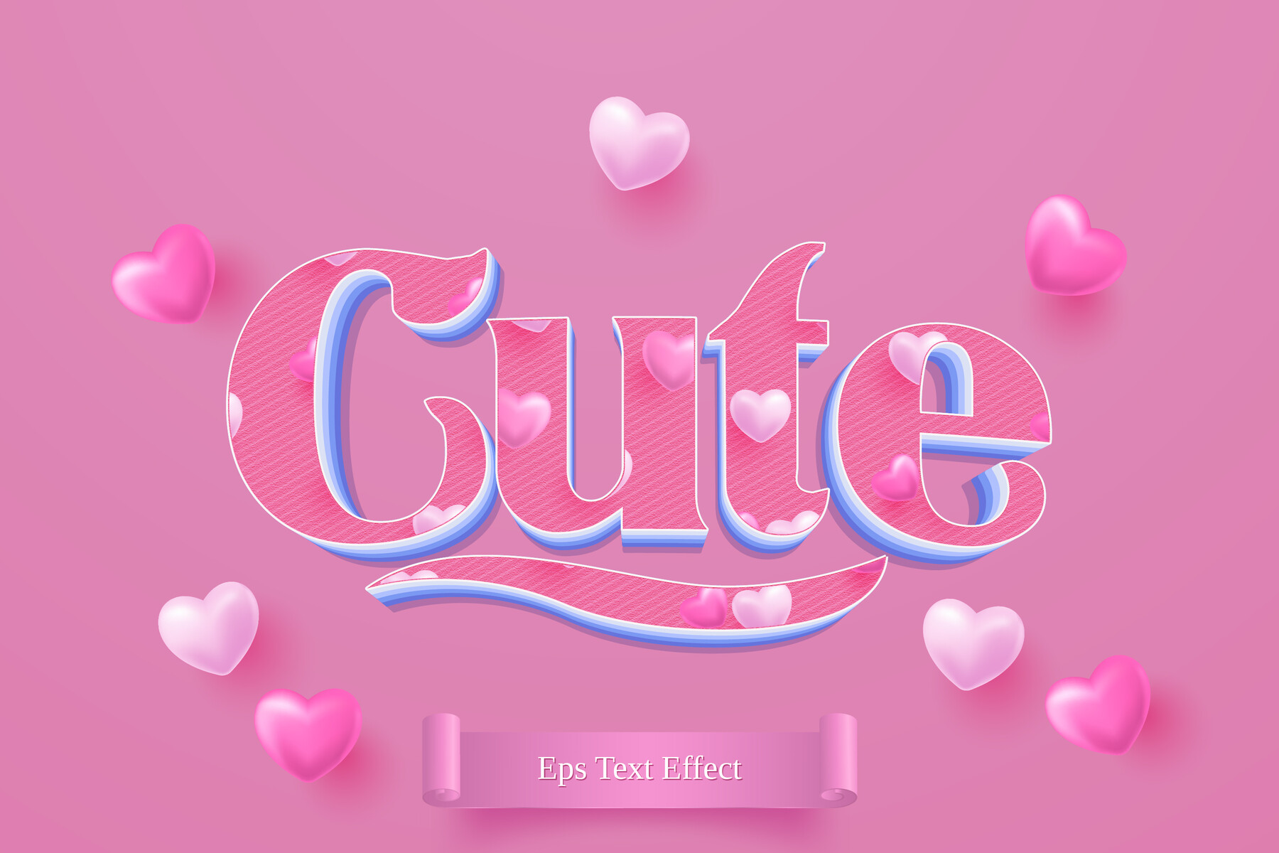 ArtStation - Cute Text Effects, EPS Template File | Artworks