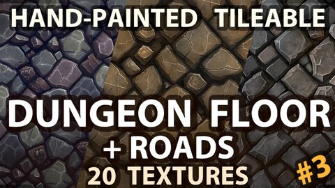 Dungeon Floor, Stone Road - 20 TEXTURES (Hand-painted, Tileable) #3