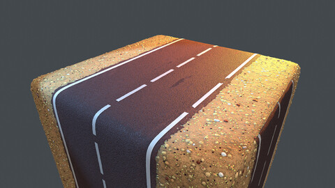 Road Texture Material Procedural (sbsar + 4 PBR texture sets)