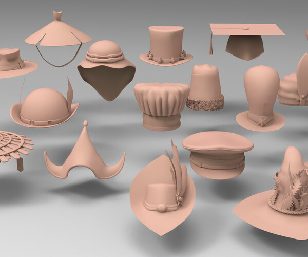 ArtStation - 25 basemesh hat collection | Resources