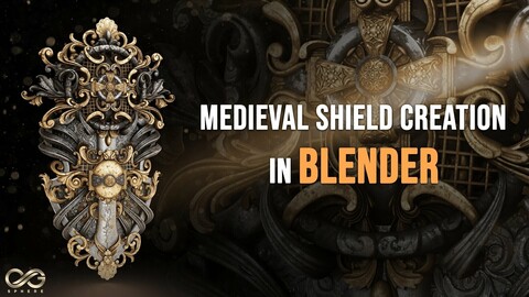Create Super Detailed Shield In Blender Tutorial ( Modeling / Texturing / Render ) + 250 Ornament Alphas And Ornament Kitbash ) 50% Discount For This Week Only