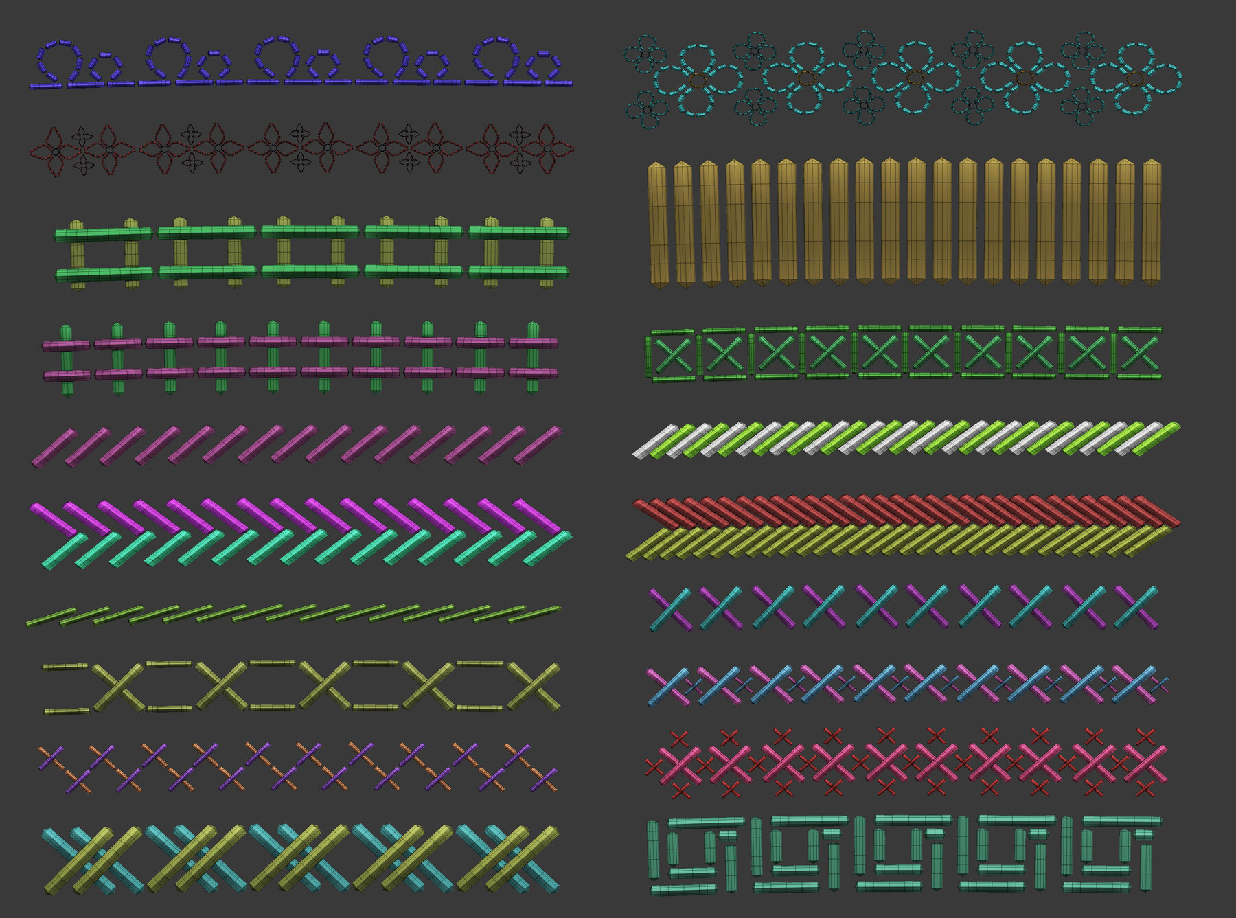 ArtStation 70 Low poly stitch, sewing seams ornament IMM and IMM