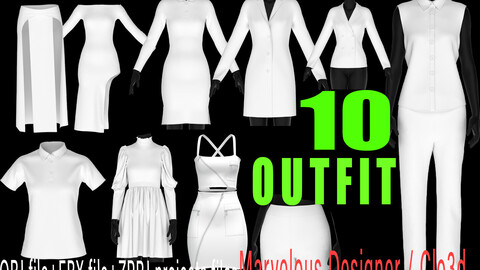 10. BASIC WOMEN'S CLOTHES PACK / Marvelous Designer / CLO3D + ZPRJ + OBJ