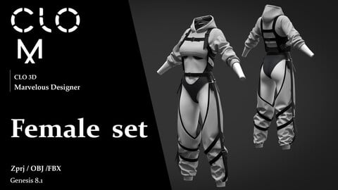 Female set / Marvelous Designer/Clo3D project file + OBJ