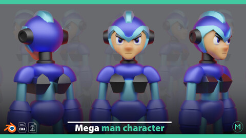 Free!! Mega man character for game and animation ( stylized- fantasy- anime (Hero, funny, cartoon