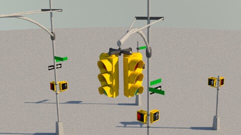 New York city Pedestrian Traffic Light Pack   3D model
