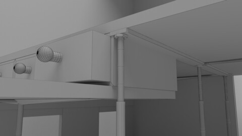 3D Corner Computer Desk model