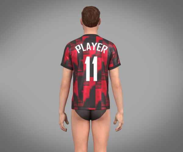 ArtStation - Soccer Football Black and Red Jersey Player-11