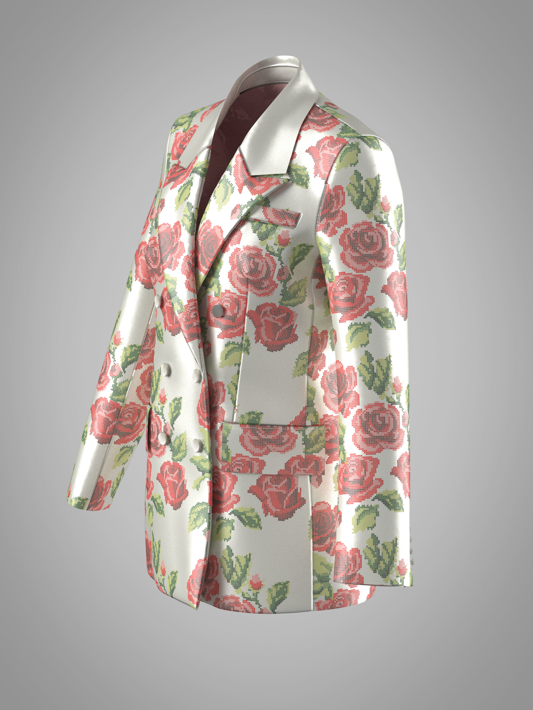 ArtStation - 3D ROSE PATTERNED BLAZER / WOMEN | Resources