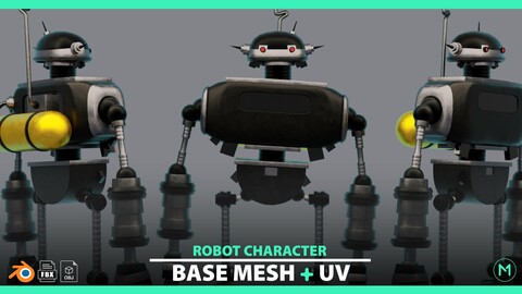 Robot character model [giant] for game ( base mesh + UV ) Cyberpunk- sci-fi mech