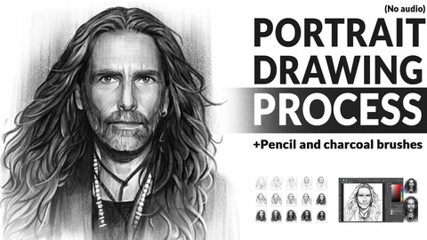 Portrait drawing process (VOL 1) + New pencil and charcoal brushes