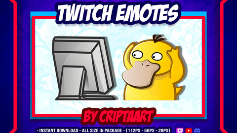 Twitch Emote / Discord / Meme Psyduck / Computer Emote / Duck Emote / Animals / Pokemon Emote