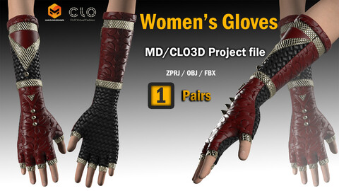 Woman's Gloves  (ZPRJ + OBJ + FBX)
