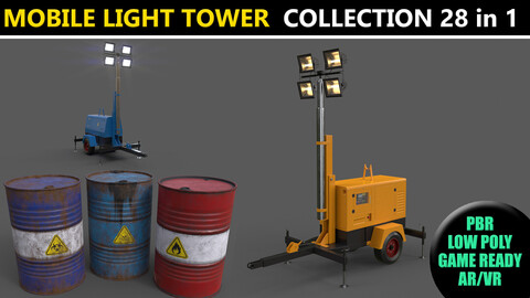 PBR Mobile Light Tower Generator and Oil Drum