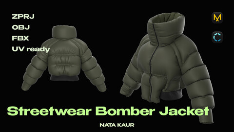 Create a mock-up for a streetwear bomber jacket with an edgy