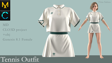 Tennis Uniform. Marvelous Designer / Clo 3D project +obj