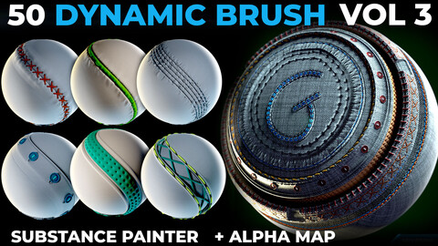 Dynamic Brush - Stitches and Seam VOL 3 (.sbsar) + (.png alpha included)