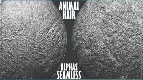 50 Fur and Hair Alphas (Tileable, Displacement Map) vol.6 for ZBrush, Substance