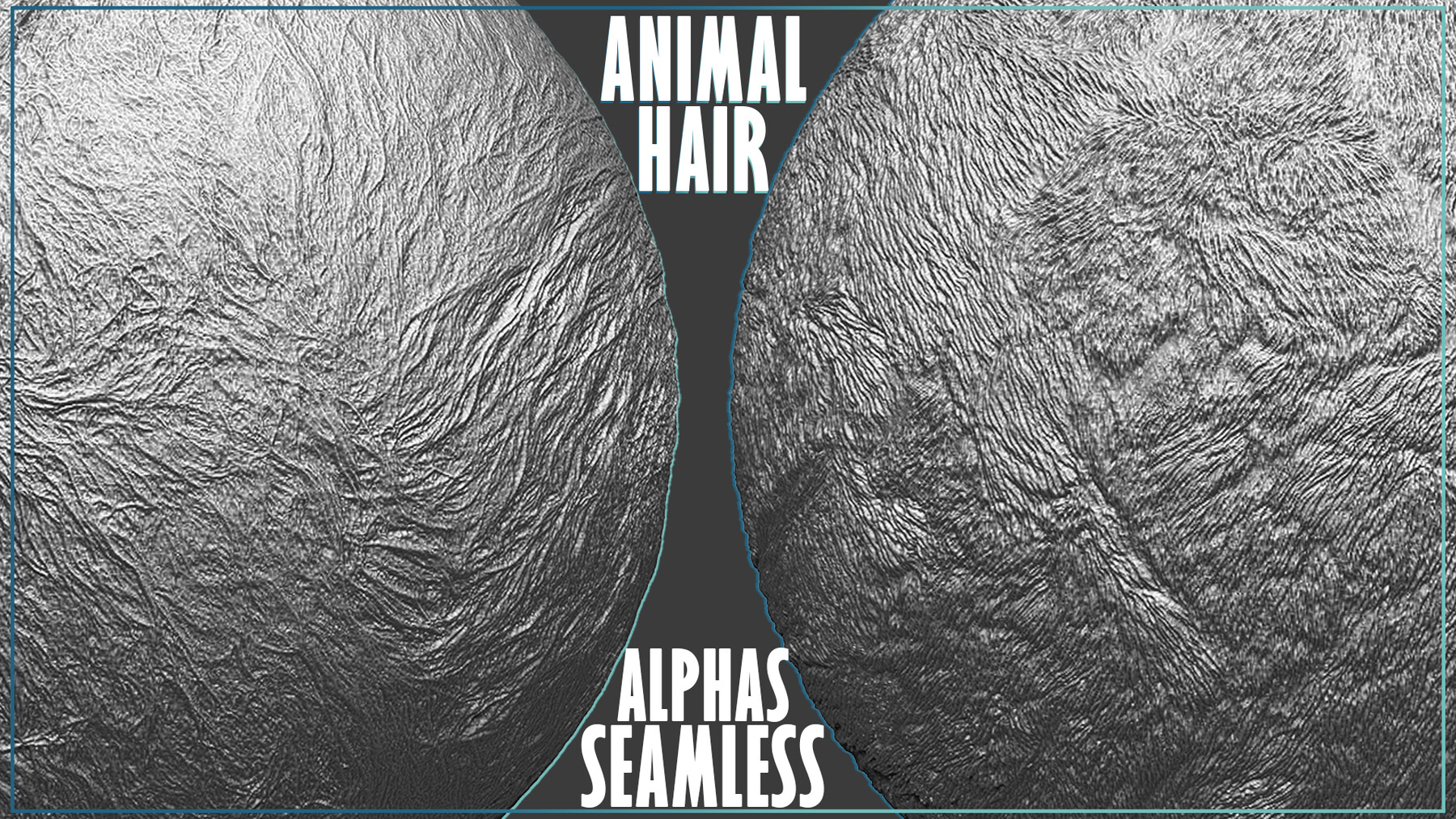 50 Fur and Hair Alphas (Tileable, Displacement Map) vol.6 for ZBrush, Substance preview