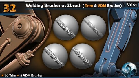 32 Welding Brushes at Zbrush ( Trim & VDM Brushes) Vol 01