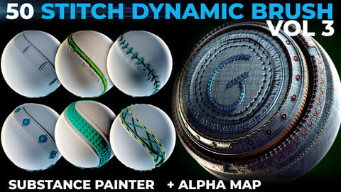 Dynamic Brush - Stitches and Seam VOL 3 (.sbsar) + (.png alpha included)