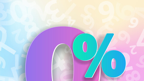 A banner for a sale with the inscription 0 percent