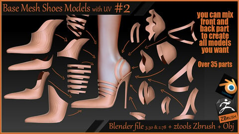 Base Mesh Shoes models #2