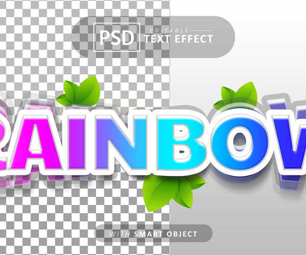ArtStation - 3D Rinbow. PSD fully editable text effect. Layer style PSD ...
