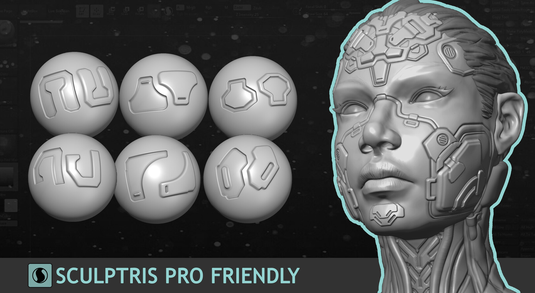 ArtStation Mech Stampz 1 ZBrush Hard Surf Brush Set Brushes