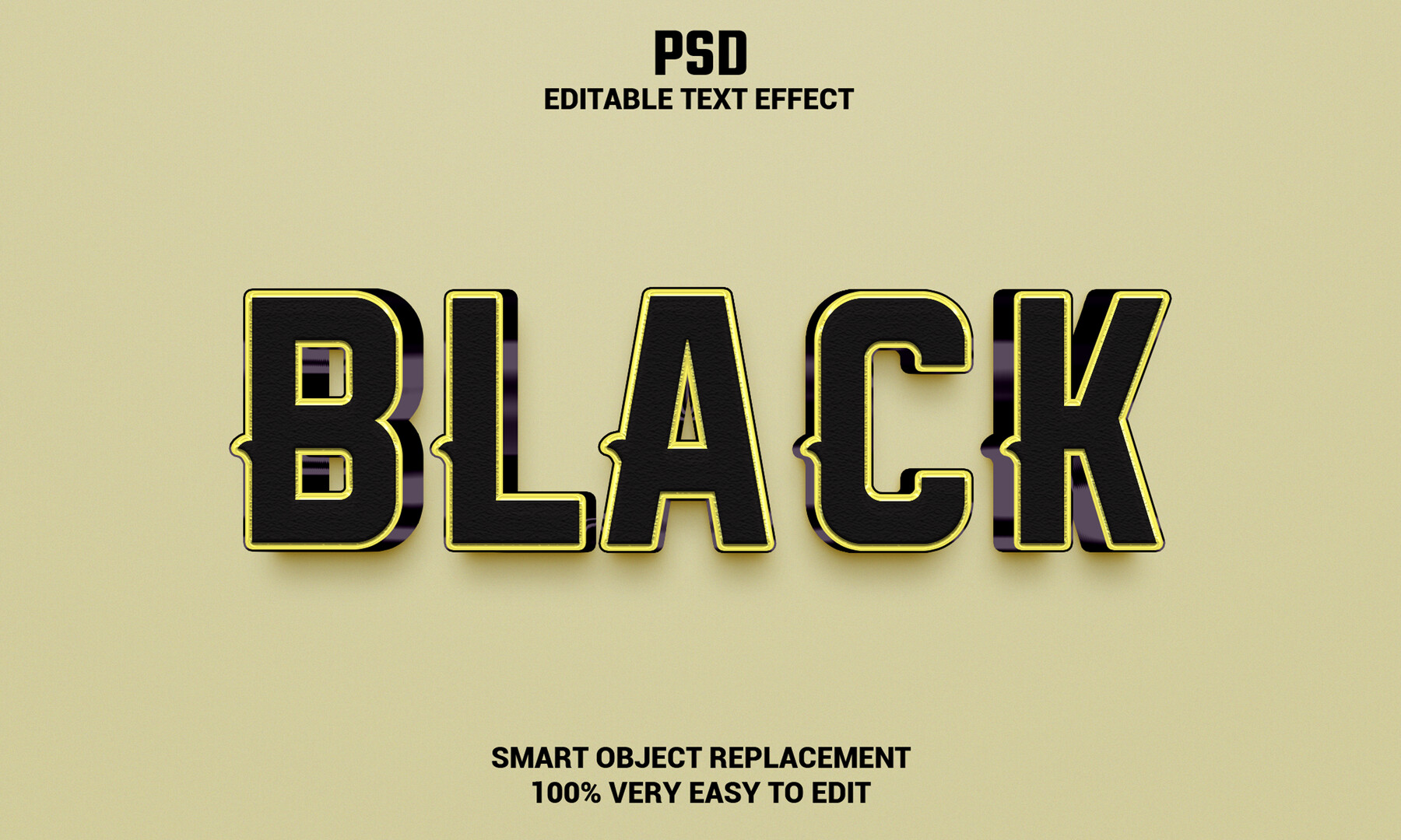ArtStation - 3D Black. PSD fully editable text effect. Layer style PSD ...