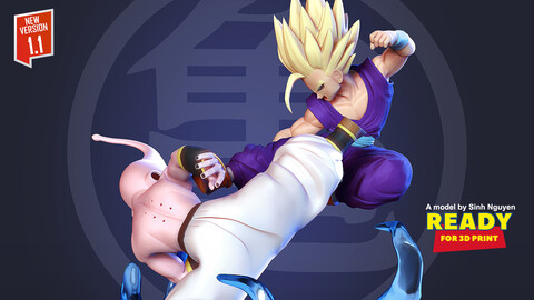 Kid Gohan vs Buu - Fanart (Remake)
