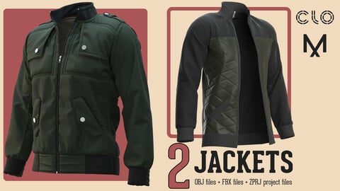 2 Jackets - CLO3D / Marvelous + Project files: Zprj + OBJ + FBX