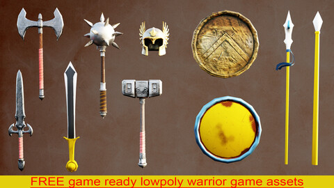 FREE 3D Lowpoly Warrior Weapon Pack (Game Ready Assets)