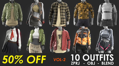 10 Outfits - VOL2 - Marvelous / CLO Project file +Video Process