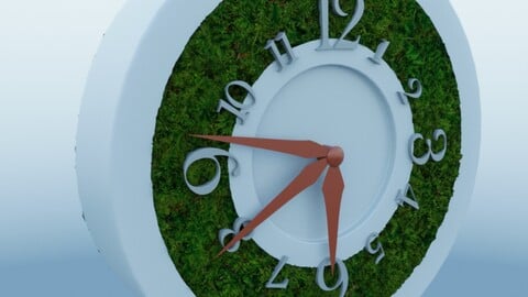 Clock with moss