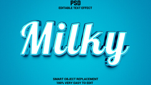 ArtStation - 3D Milky. PSD fully editable text effect. Layer style PSD ...