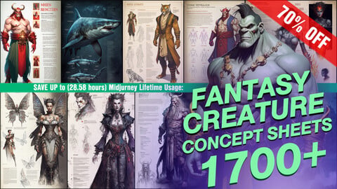 1700+ Fantasy Creature Concept Sheet BUNDLE