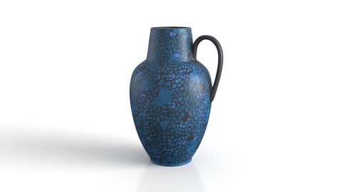 German Ceramic Graphite Blue Vase