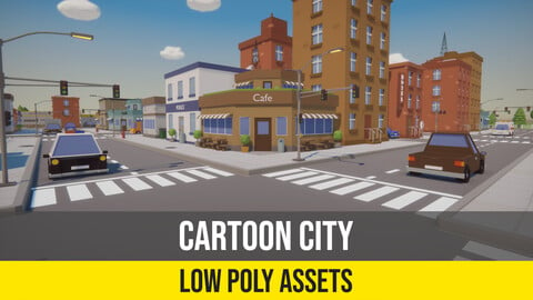 Low Poly Cartoon City - Asset for Unity 3D, Map and Models