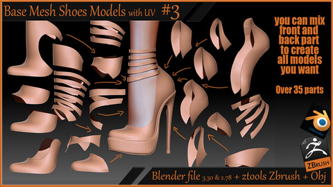 Base Mesh Shoes models #3